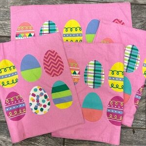 EASTER Egg Placemats set 4 100% cotton NWOT 18 x 14 applique pink spring refresh